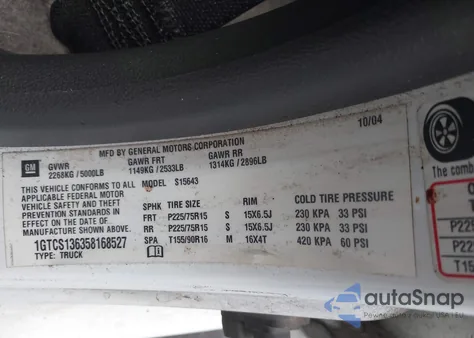 2005 GMC Canyon Sle from USA, damaged, VIN 1GTCS136358168527